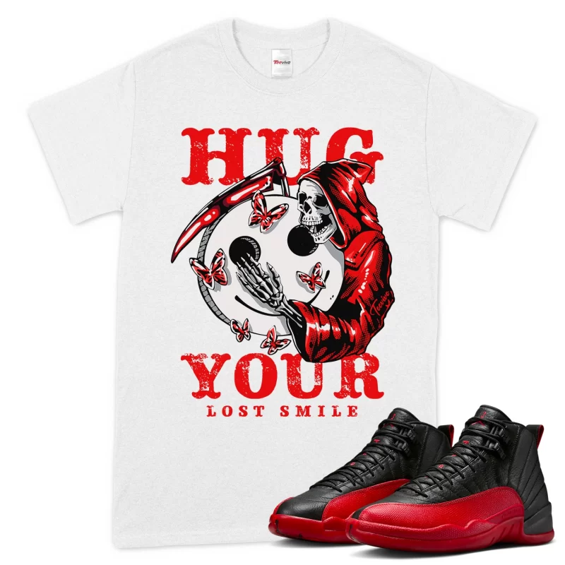 TeeVivo Air Jordan 12 Retro Flu Game T-Shirt Match Hug your lost smile Graphic CT8013-002