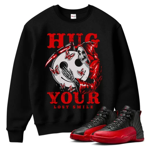TeeVivo Air Jordan 12 Retro Flu Game Sweatshirt Match Hug your lost smile Graphic CT8013-002