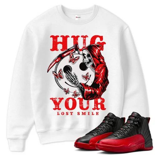 TeeVivo Air Jordan 12 Retro Flu Game Sweatshirt Match Hug your lost smile Graphic CT8013-002