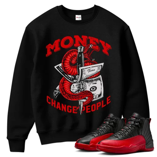TeeVivo Air Jordan 12 Retro Flu Game Sweatshirt Match Money change people Graphic CT8013-002