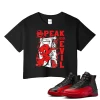 TeeVivo Air Jordan 12 Retro Flu Game Crop Top Match Speak no evil Graphic CT8013-002