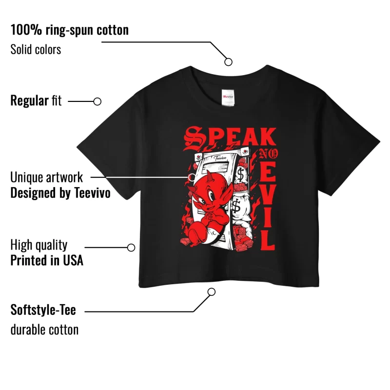 TeeVivo Air Jordan 12 Retro Flu Game Crop Top Match Speak no evil Graphic CT8013-002