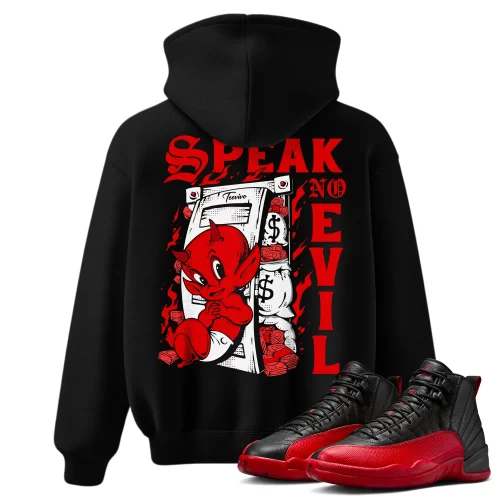 TeeVivo Air Jordan 12 Retro Flu Game Hoodie Match Speak no evil Graphic CT8013-002