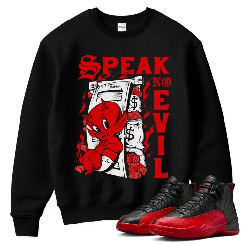 TeeVivo Air Jordan 12 Retro Flu Game Sweatshirt Match Speak no evil Graphic CT8013-002