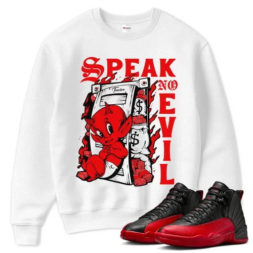 TeeVivo Air Jordan 12 Retro Flu Game Sweatshirt Match Speak no evil Graphic CT8013-002
