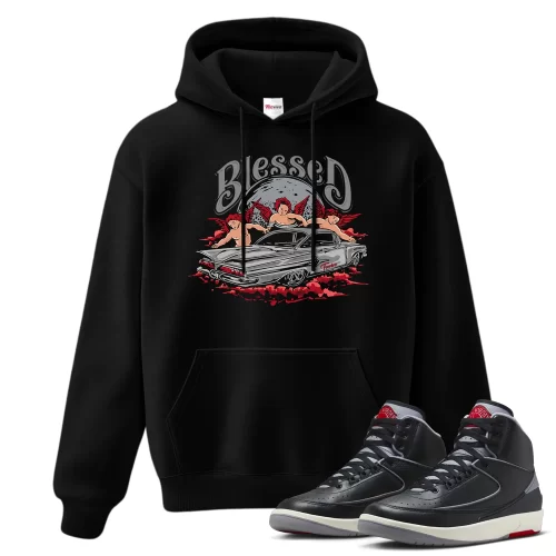 TeeVivo Jordan 2 Black Cement Hoodie, Blessed Hoodie, Black Cement 2s Hoodie, Jordan 2 Outfit