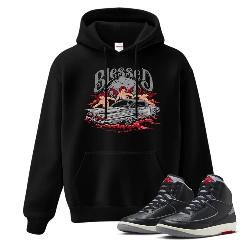 TeeVivo Jordan 2 Black Cement Hoodie, Blessed Hoodie, Black Cement 2s Hoodie, Jordan 2 Outfit