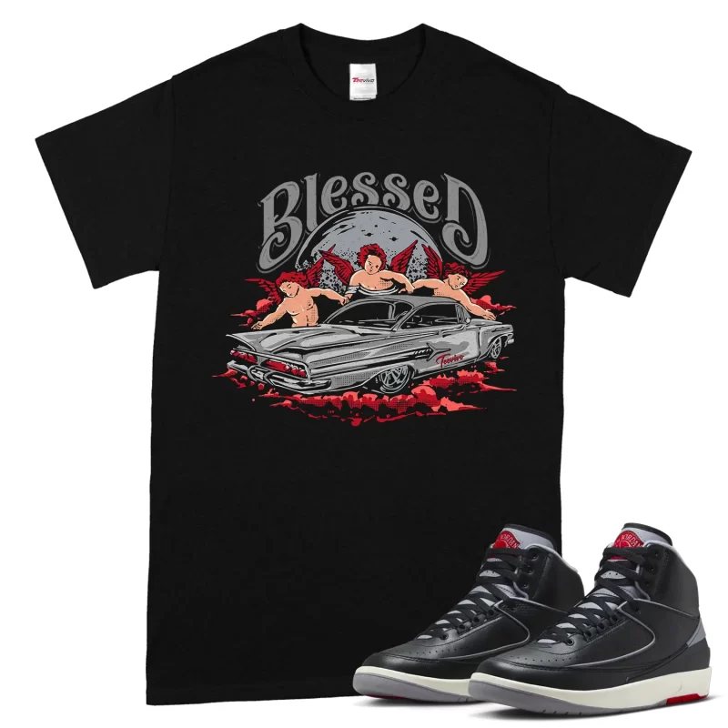 TeeVivo Jordan 2 Black Cement Shirt, Blessed Shirt, Black Cement 2s Shirt, Jordan 2 Outfit