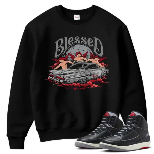 TeeVivo Jordan 2 Black Cement Sweatshirt, Blessed Sweatshirt, Black Cement 2s Sweatshirt, Jordan 2 Outfit
