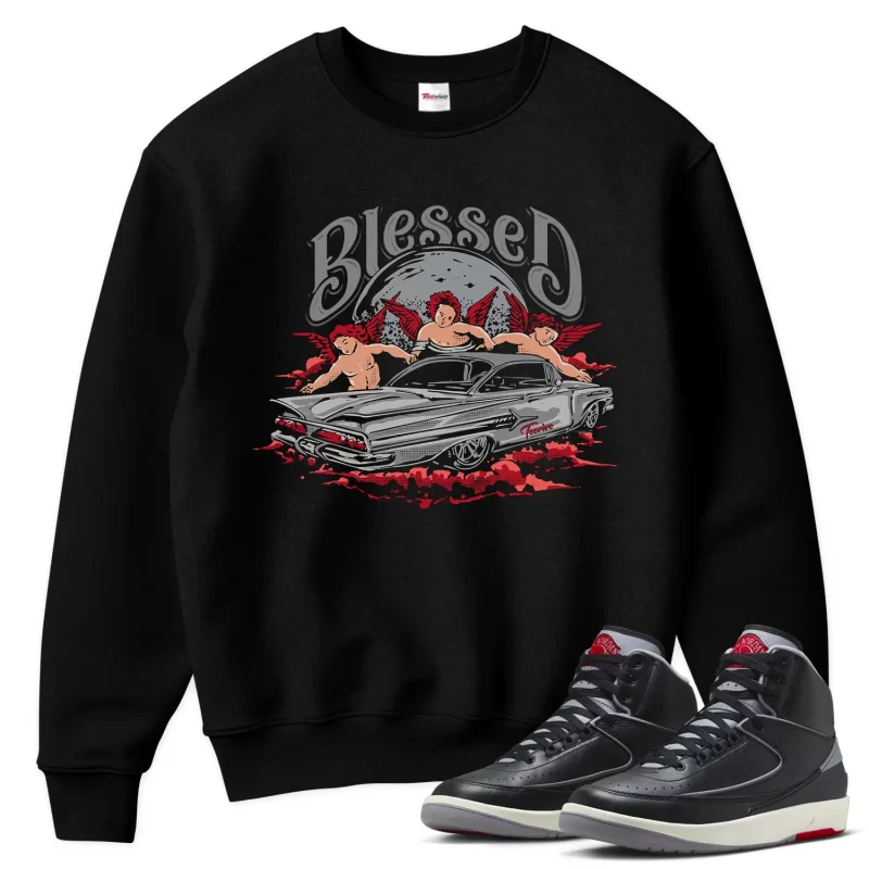 TeeVivo Jordan 2 Black Cement Sweatshirt, Blessed Sweatshirt, Black Cement 2s Sweatshirt, Jordan 2 Outfit