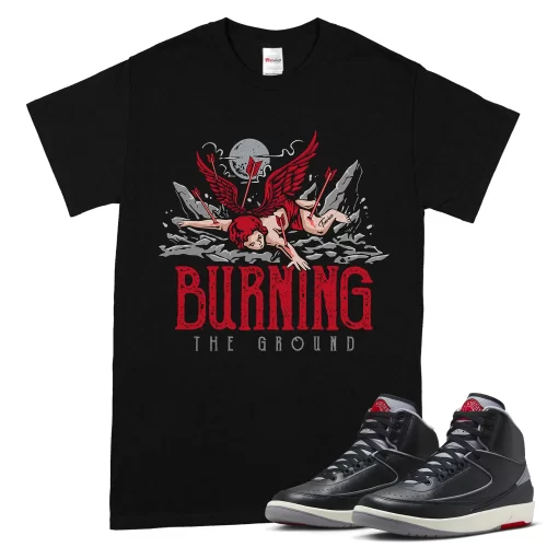 TeeVivo Jordan 2 Black Cement Shirt, Burning the ground Shirt, Black Cement 2s Shirt, Jordan 2 Outfit
