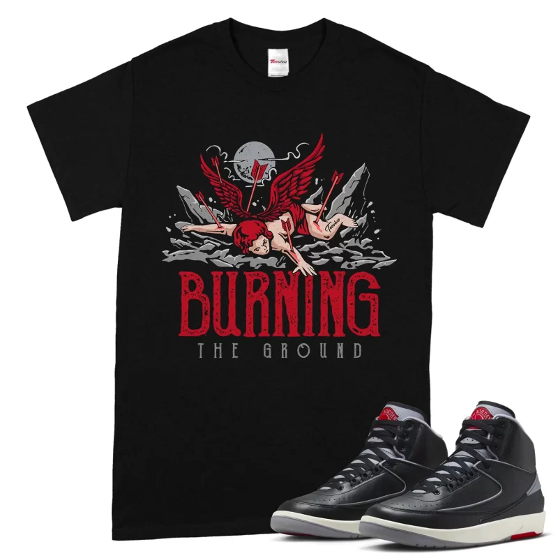TeeVivo Jordan 2 Black Cement Shirt, Burning the ground Shirt, Black Cement 2s Shirt, Jordan 2 Outfit