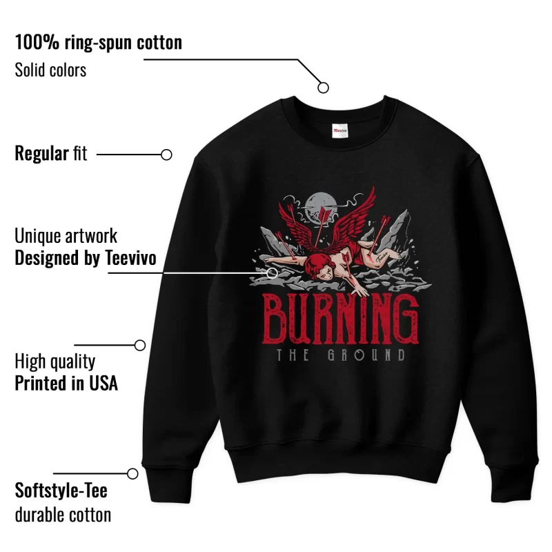 TeeVivo Jordan 2 Black Cement Sweatshirt, Burning the ground Sweatshirt, Black Cement 2s Sweatshirt, Jordan 2 Outfit