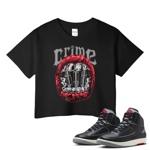 TeeVivo Jordan 2 Black Cement Crop Top, Crime Crop Top, Black Cement 2s Crop Top, Jordan 2 Outfit
