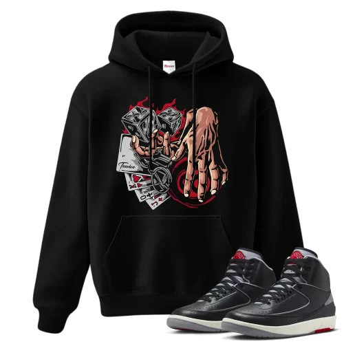 TeeVivo Jordan 2 Black Cement Hoodie, Gambling Hoodie, Black Cement 2s Hoodie, Jordan 2 Outfit