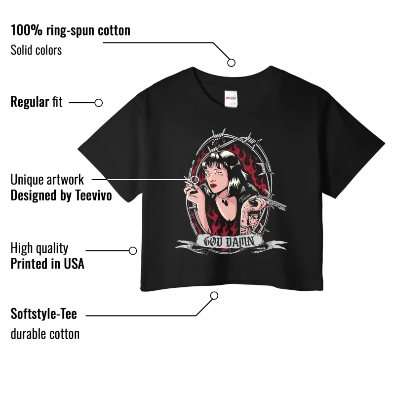 TeeVivo Jordan 2 Black Cement Crop Top, God Daaamn Crop Top, Black Cement 2s Crop Top, Jordan 2 Outfit