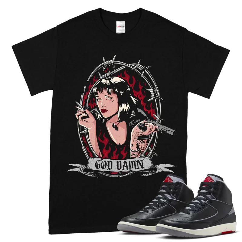 TeeVivo Jordan 2 Black Cement Shirt, God Daaamn Shirt, Black Cement 2s Shirt, Jordan 2 Outfit