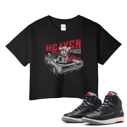 TeeVivo Jordan 2 Black Cement Crop Top, Heaven vibes Crop Top, Black Cement 2s Crop Top, Jordan 2 Outfit