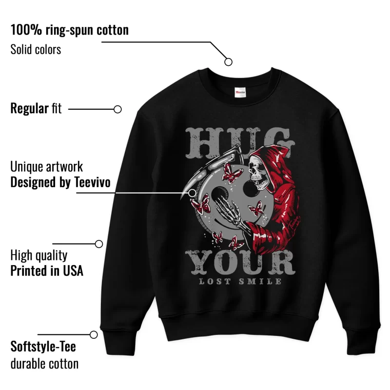 TeeVivo Jordan 2 Black Cement Sweatshirt, Hug your lost smile Sweatshirt, Black Cement 2s Sweatshirt, Jordan 2 Outfit