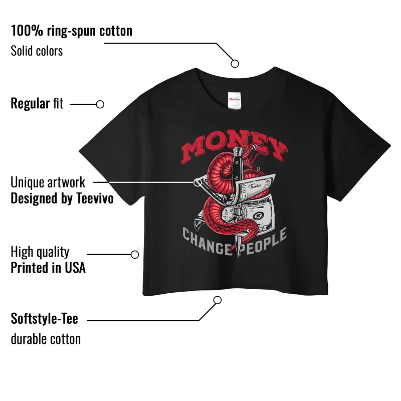 TeeVivo Jordan 2 Black Cement Crop Top, Money change people Crop Top, Black Cement 2s Crop Top, Jordan 2 Outfit