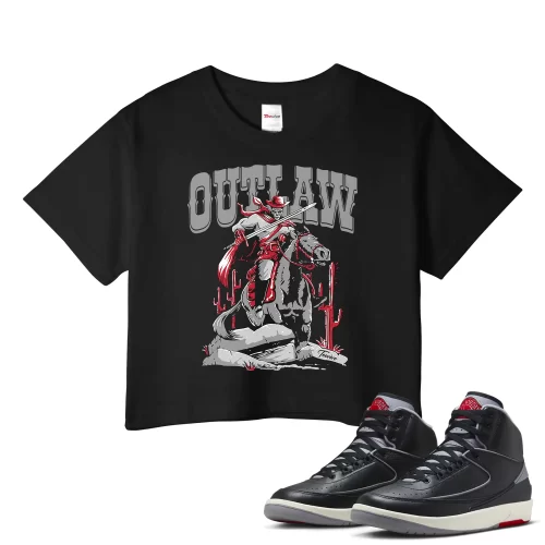 TeeVivo Jordan 2 Black Cement Crop Top, Outlaw Crop Top, Black Cement 2s Crop Top, Jordan 2 Outfit
