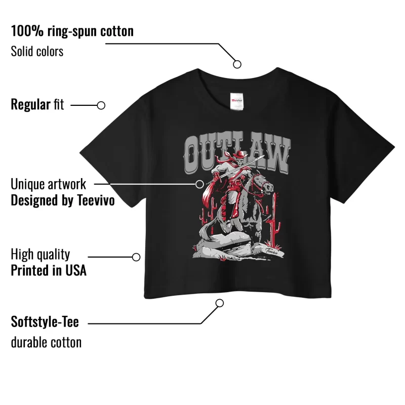 TeeVivo Jordan 2 Black Cement Crop Top, Outlaw Crop Top, Black Cement 2s Crop Top, Jordan 2 Outfit