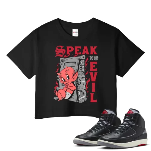 TeeVivo Jordan 2 Black Cement Crop Top, Speak no evil Crop Top, Black Cement 2s Crop Top, Jordan 2 Outfit