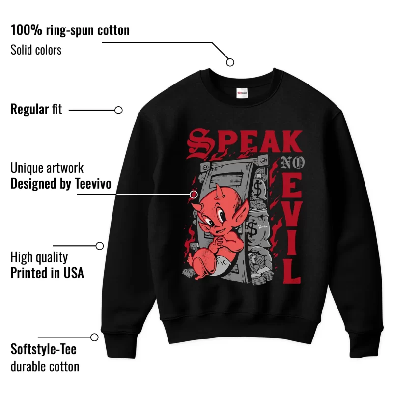 TeeVivo Jordan 2 Black Cement Sweatshirt, Speak no evil Sweatshirt, Black Cement 2s Sweatshirt, Jordan 2 Outfit