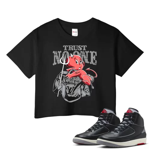 TeeVivo Jordan 2 Black Cement Crop Top, Trust no one Crop Top, Black Cement 2s Crop Top, Jordan 2 Outfit