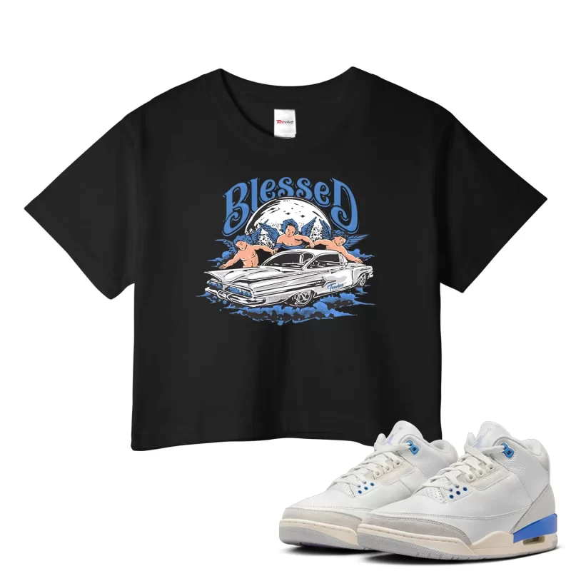 TeeVivo Jordan 3 Lucky Shorts Crop Top, Blessed Crop Top, Lucky Shorts 3s Crop Top, Jordan 3 Outfit