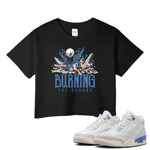 TeeVivo Jordan 3 Lucky Shorts Crop Top, Burning the ground Crop Top, Lucky Shorts 3s Crop Top, Jordan 3 Outfit