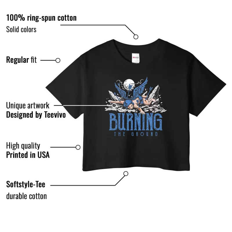 TeeVivo Jordan 3 Lucky Shorts Crop Top, Burning the ground Crop Top, Lucky Shorts 3s Crop Top, Jordan 3 Outfit