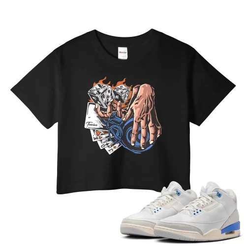 TeeVivo Jordan 3 Lucky Shorts Crop Top, Gambling Crop Top, Lucky Shorts 3s Crop Top, Jordan 3 Outfit