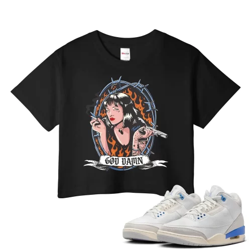 TeeVivo Jordan 3 Lucky Shorts Crop Top, God Daaamn Crop Top, Lucky Shorts 3s Crop Top, Jordan 3 Outfit
