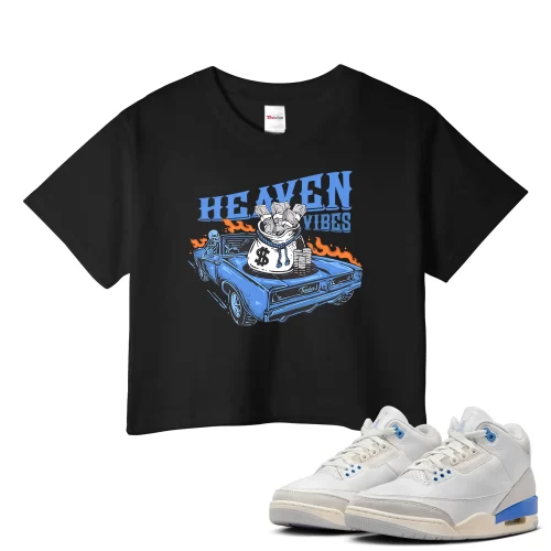TeeVivo Jordan 3 Lucky Shorts Crop Top, Heaven vibes Crop Top, Lucky Shorts 3s Crop Top, Jordan 3 Outfit