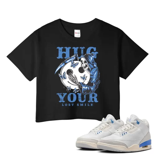 TeeVivo Jordan 3 Lucky Shorts Crop Top, Hug your lost smile Crop Top, Lucky Shorts 3s Crop Top, Jordan 3 Outfit