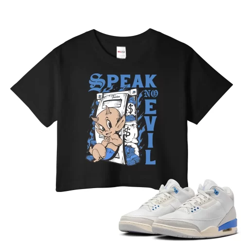 TeeVivo Jordan 3 Lucky Shorts Crop Top, Speak no evil Crop Top, Lucky Shorts 3s Crop Top, Jordan 3 Outfit