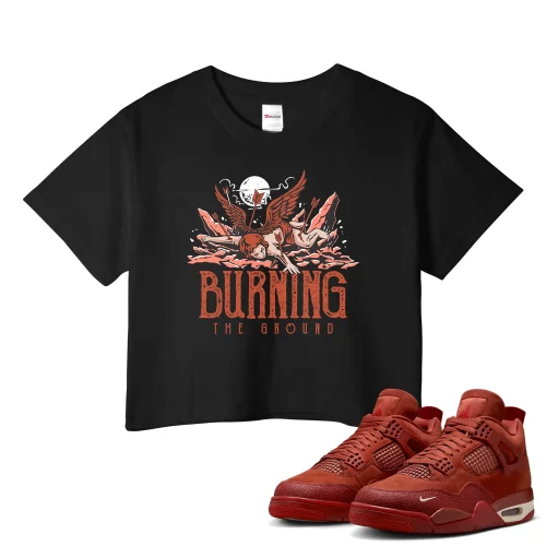 TeeVivo Jordan 4 Nigel Sylvester Brick by Brick Crop Top, Burning the ground Crop Top, Nigel Sylvester Brick by Brick 4s Crop Top, Jordan 4 Outfit
