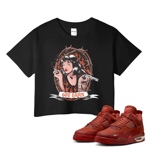 TeeVivo Jordan 4 Nigel Sylvester Brick by Brick Crop Top, God Daaamn Crop Top, Nigel Sylvester Brick by Brick 4s Crop Top, Jordan 4 Outfit
