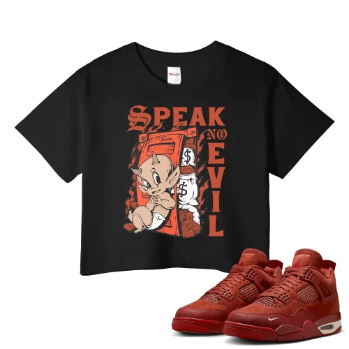 TeeVivo Jordan 4 Nigel Sylvester Brick by Brick Crop Top, Speak no evil Crop Top, Nigel Sylvester Brick by Brick 4s Crop Top, Jordan 4 Outfit