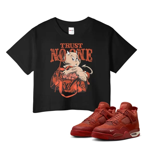 TeeVivo Jordan 4 Nigel Sylvester Brick by Brick Crop Top, Trust no one Crop Top, Nigel Sylvester Brick by Brick 4s Crop Top, Jordan 4 Outfit