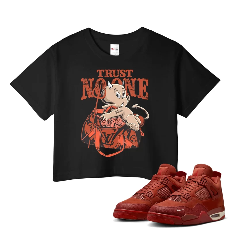 TeeVivo Jordan 4 Nigel Sylvester Brick by Brick Crop Top, Trust no one Crop Top, Nigel Sylvester Brick by Brick 4s Crop Top, Jordan 4 Outfit