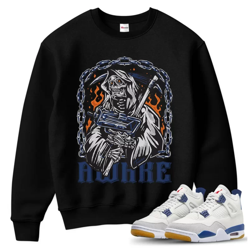 TeeVivo Jordan 4 SB Navy Sweatshirt, Awake Sweatshirt, SB Navy 4s Sweatshirt, Jordan 4 Outfit