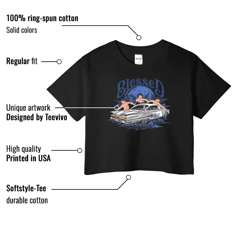 TeeVivo Jordan 4 SB Navy Crop Top, Blessed Crop Top, SB Navy 4s Crop Top, Jordan 4 Outfit