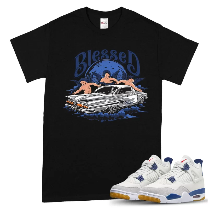 TeeVivo Jordan 4 SB Navy Shirt, Blessed Shirt, SB Navy 4s Shirt, Jordan 4 Outfit