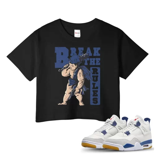 TeeVivo Jordan 4 SB Navy Crop Top, Break the rules Crop Top, SB Navy 4s Crop Top, Jordan 4 Outfit