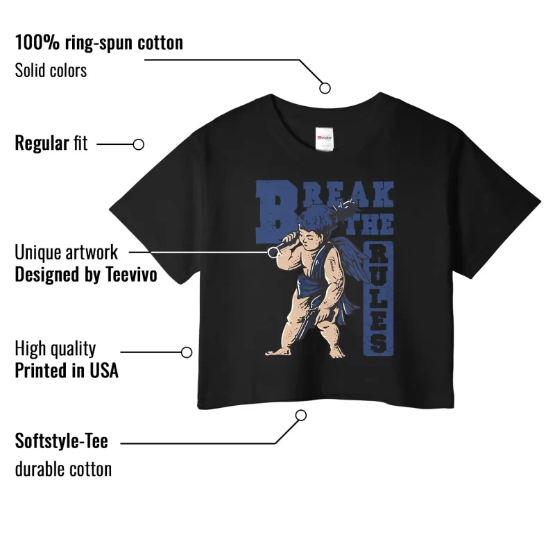 TeeVivo Jordan 4 SB Navy Crop Top, Break the rules Crop Top, SB Navy 4s Crop Top, Jordan 4 Outfit