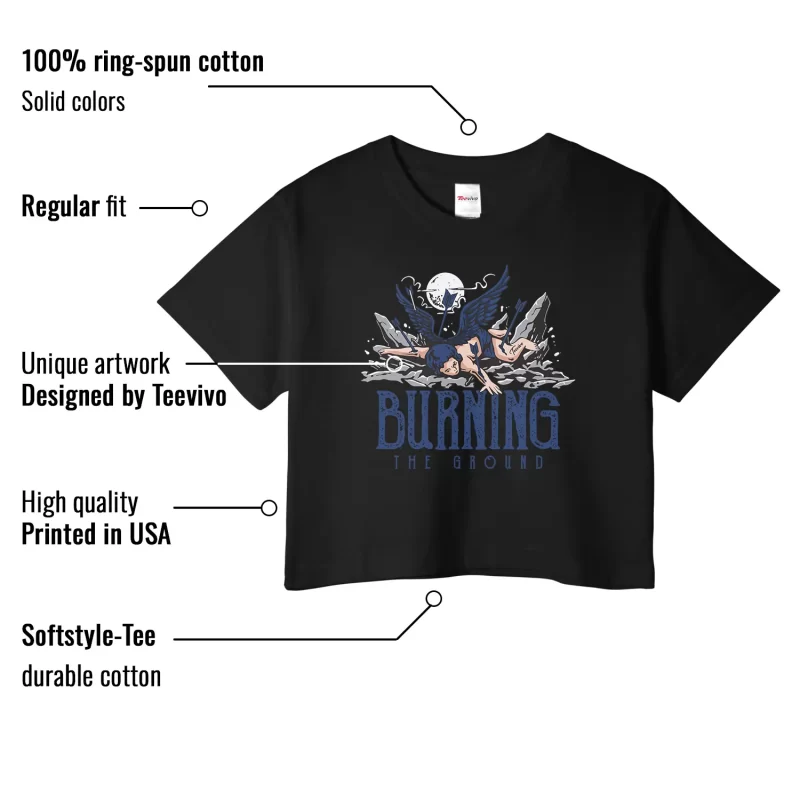 TeeVivo Jordan 4 SB Navy Crop Top, Burning the ground Crop Top, SB Navy 4s Crop Top, Jordan 4 Outfit