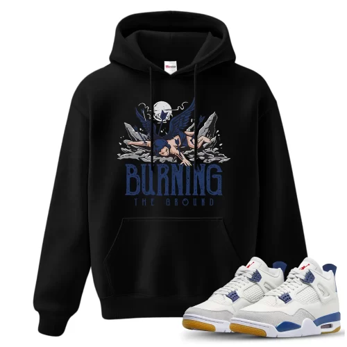 TeeVivo Jordan 4 SB Navy Hoodie, Burning the ground Hoodie, SB Navy 4s Hoodie, Jordan 4 Outfit