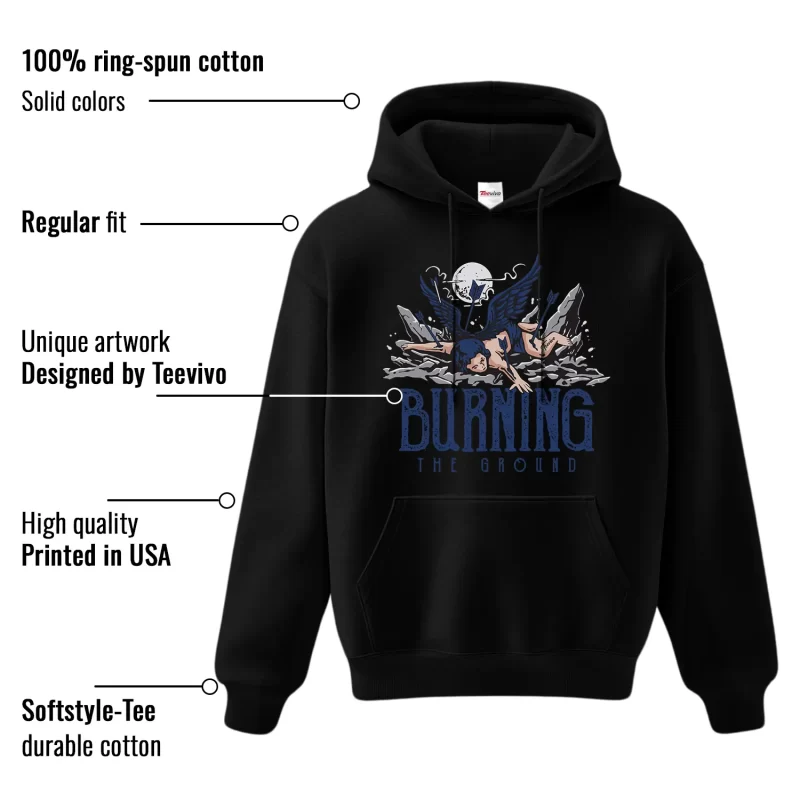 TeeVivo Jordan 4 SB Navy Hoodie, Burning the ground Hoodie, SB Navy 4s Hoodie, Jordan 4 Outfit